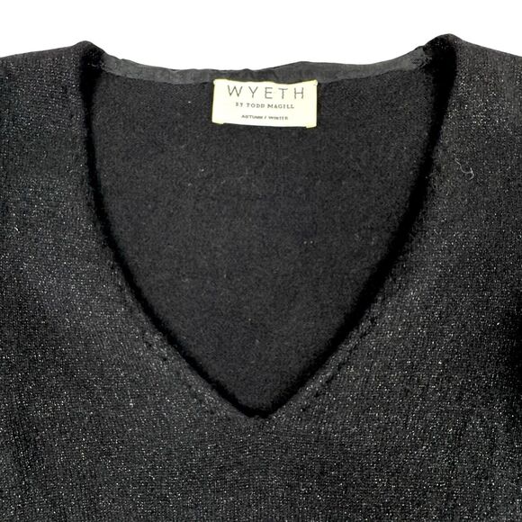 Wyeth by Todd Magill Women Cashmere Ruffle V-Neck Sweater S Shimmer Evening Knit - Picture 3 of 12